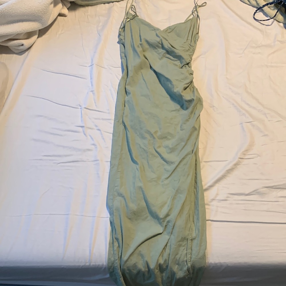 Sage Midi Dress with Slit